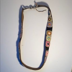 Womens Bella Vista Leather Knit Shoulder Strap